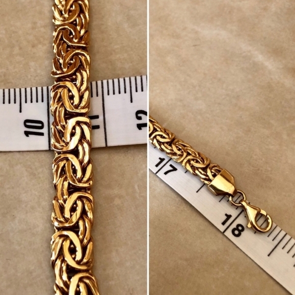 14K Yellow Gold Byzantine 20 Grams Chain Necklace - Picture 7 of 8
